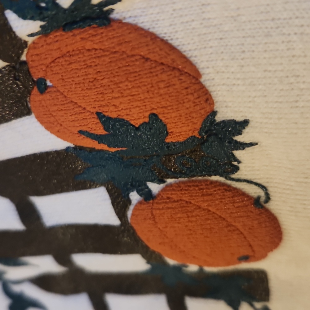 Vintage Jerzees, Fall, Autumn, White Sweatshirt w Scarecrow &  Sunflower Design - Picture 6 of 7